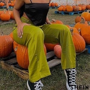 High Waist Slant Pockets Satin Pants